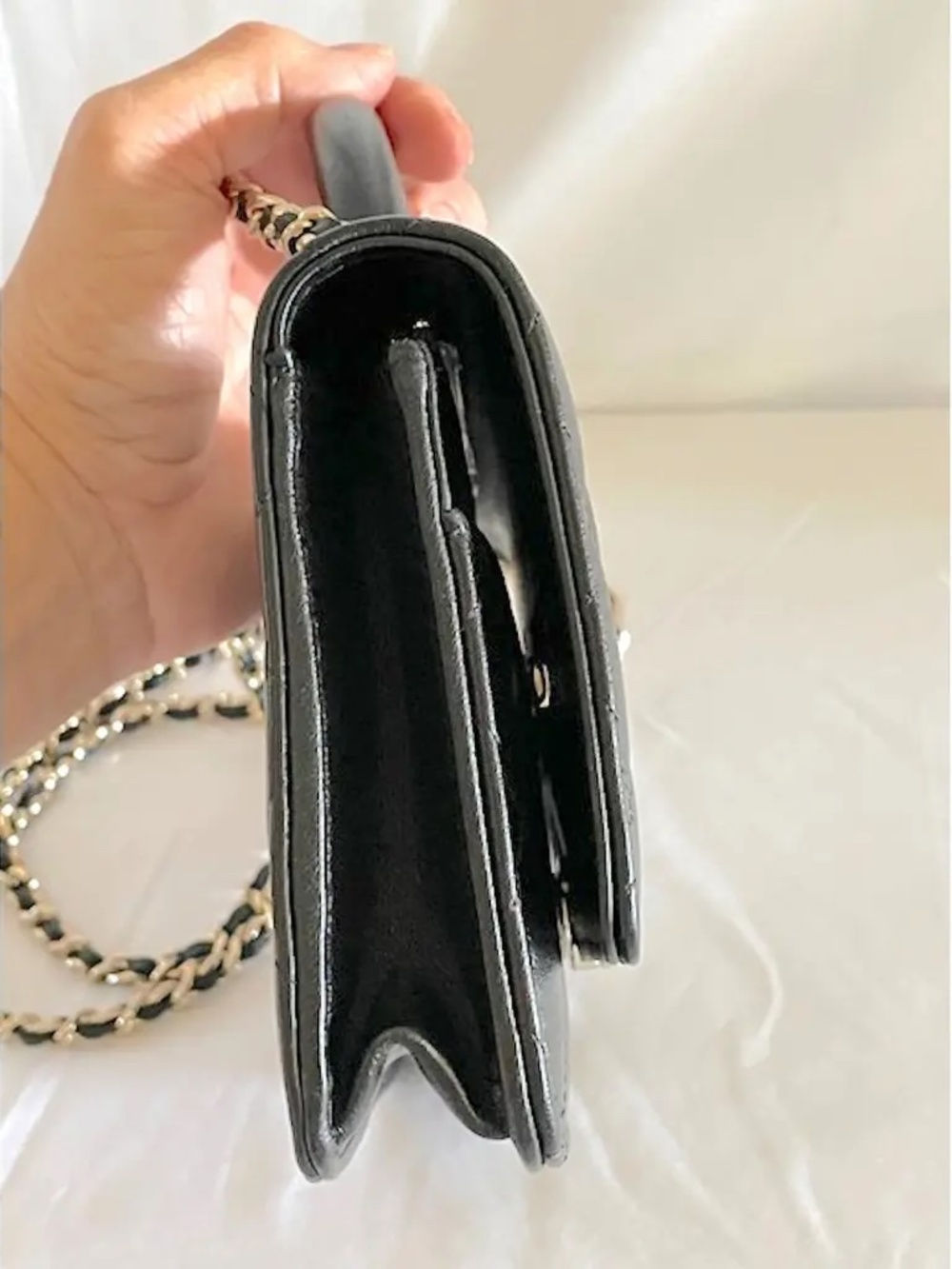***NEW - CHANEL Lambskin Quilted Top Handle Wallet On Chain - WOC - Picture 9 of 11